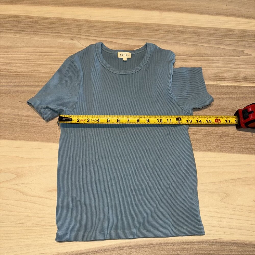 Donni. Rib Sky Blue Short Sleeve Cotton Blend Tee Women's Small S - Picture 5 of 7